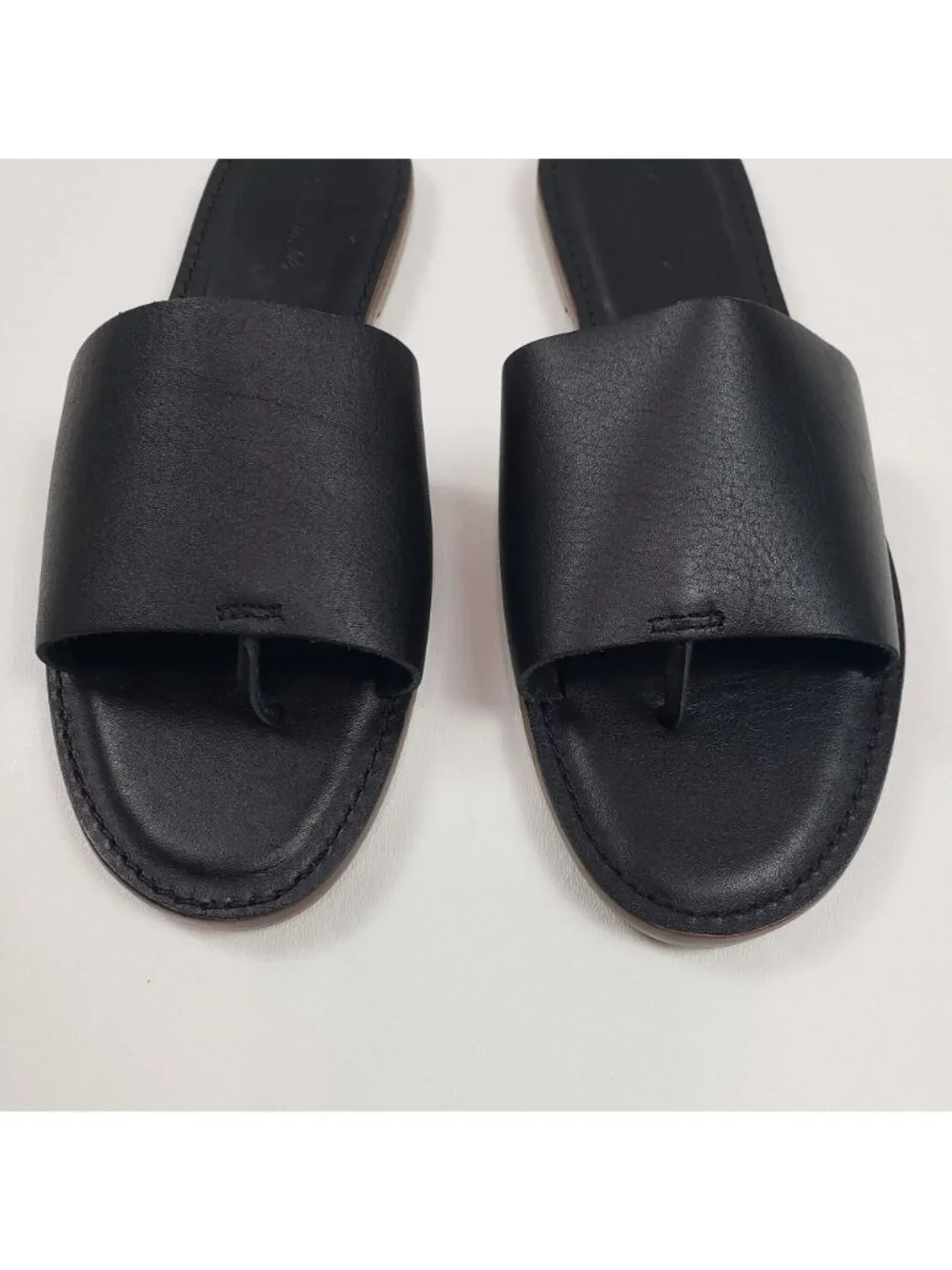 Madewell The Boardwalk Post Slide Sandal Women’s 7M Black Leather Summer - Picture 8 of 16